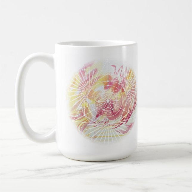Taza De Café Acuarela De Elemento De Fuego Mandala Dos Muñecas  (Izquierda)