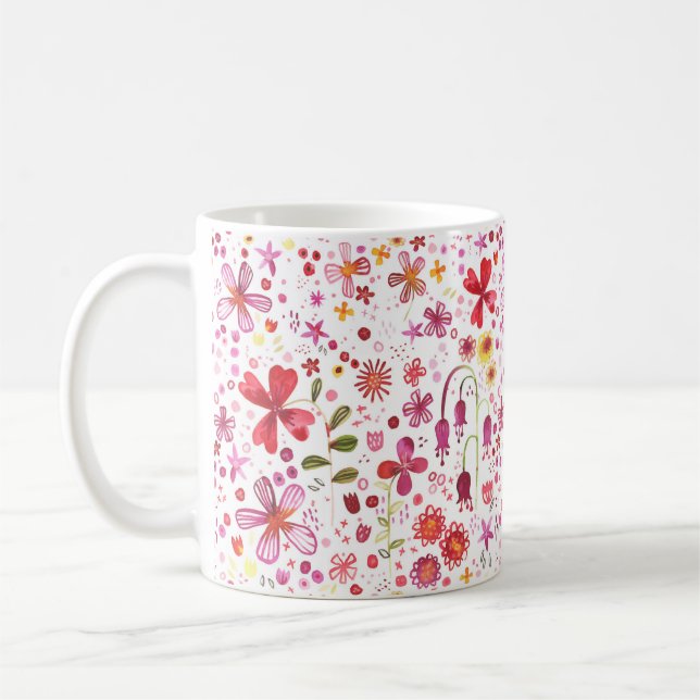 Taza De Café Acuarela de flores silvestres (Izquierda)