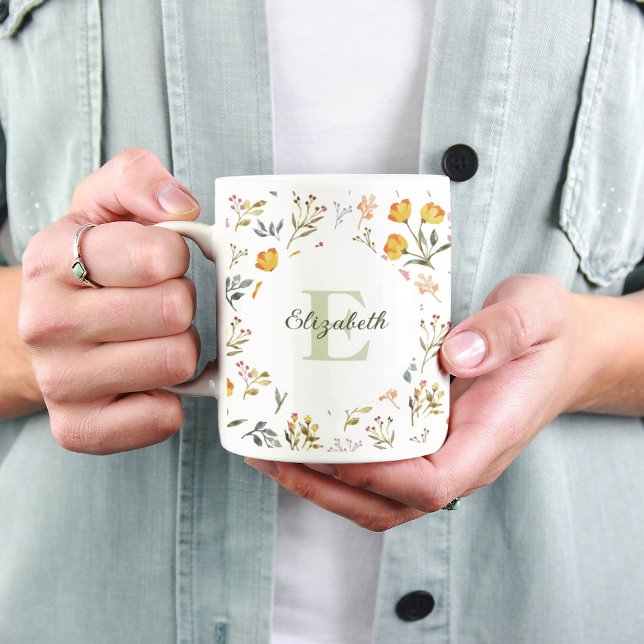 Taza De Café Acuarela de flores silvestres Personaliza el café  (Subido por el creador)