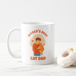Taza De Café Acuarela de foto personalizada del mejor papá gato