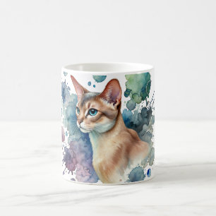 Taza De Café Acuarela De Gato Abysiniano Fawn