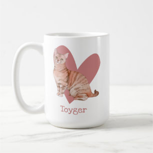 Taza De Café Acuarela de gato de juguete Corazón rosa Kitty