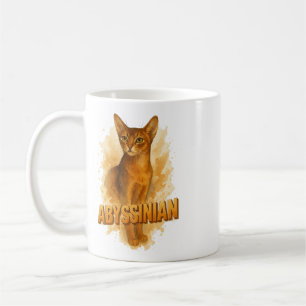 Taza De Café Acuarela de Ilustracion de gato abisano artístico