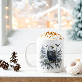 Taza De Café Acuarela de invierno de vibraciones águila calva -