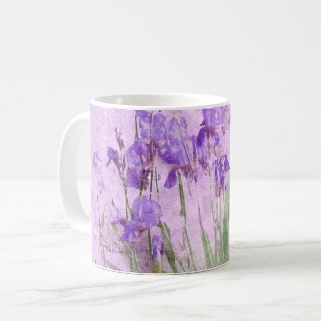 Taza De Café Acuarela de iris morados -
