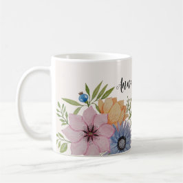 Taza De Café Acuarela de jardín de primavera beige neutro