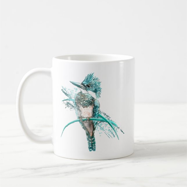 Taza De Café Acuarela de Kingfisher Bird Animal (Izquierda)