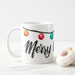 Taza De Café Acuarela de la escritura de las Felices Navidad