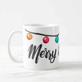 Taza De Café Acuarela de la escritura de las Felices Navidad