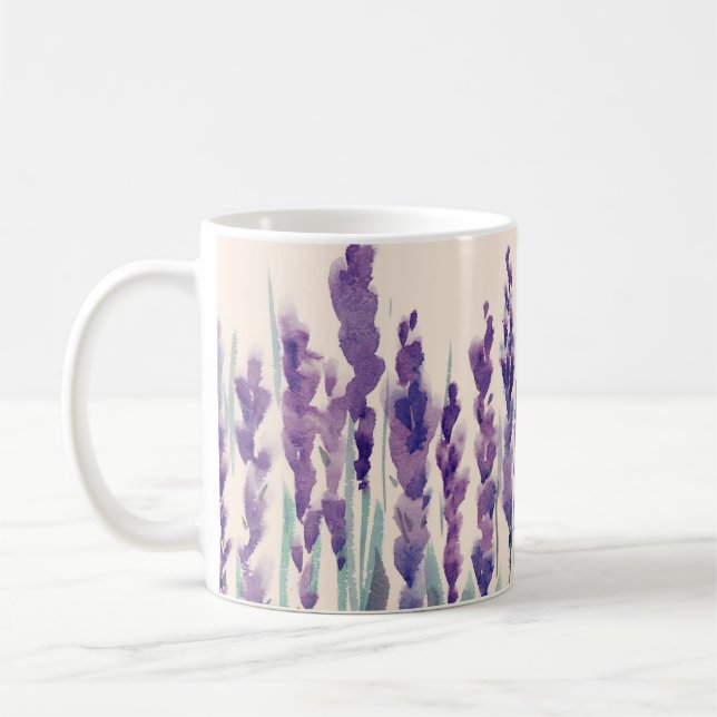 Taza De Café Acuarela de lavanda francesa (Izquierda)