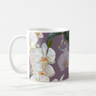 Taza De Café Acuarela de lavanda oscura orquídea.