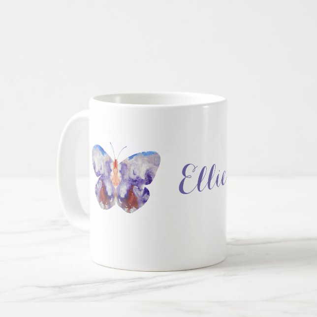 Taza De Café Acuarela de mariposa personalizada (Anverso izquierdo)
