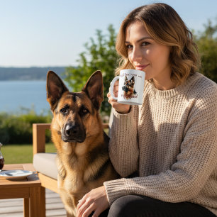 Taza De Café Acuarela de mascota Pastor personalizable