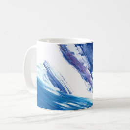 Taza De Café acuarela de medios mixtos azul artística abstracta