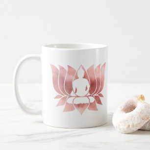 Taza De Café Acuarela de oro Rosa Textura Buda Meditación Zen