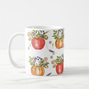 Taza De Café Acuarela De Otoño, Composición Sin Marea.