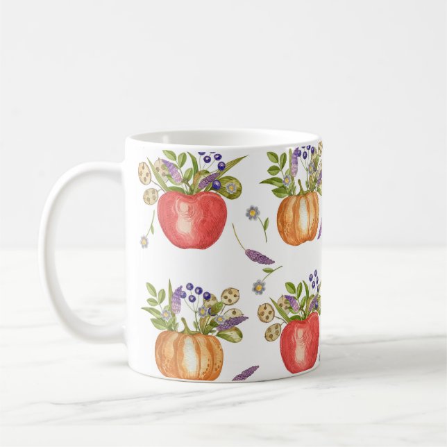 Taza De Café Acuarela De Otoño, Composición Sin Marea. (Izquierda)
