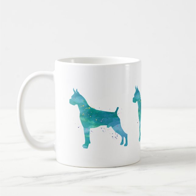 Taza De Café Acuarela de perro de Boxer (Izquierda)