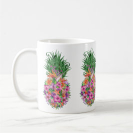 Taza De Café Acuarela de piña tropical floral