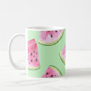 Taza De Café Acuarela de sandía, patrón veraniego ininterrumpid