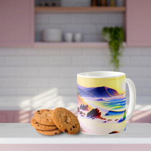 Taza De Café Acuarela de Sunset de California