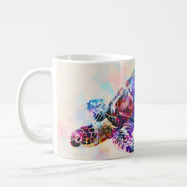 Taza De Café Acuarela de tortuga marina hawaiana (Izquierda)