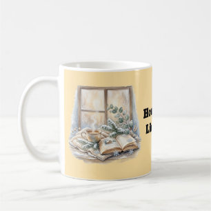 Taza De Café Acuarela de ventana acogedora de invierno