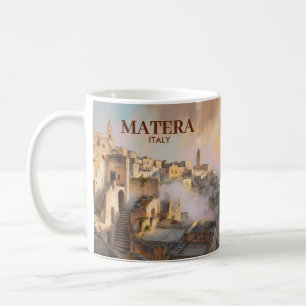 Taza De Café Acuarela de viaje vintage Sassi di Matera Italia