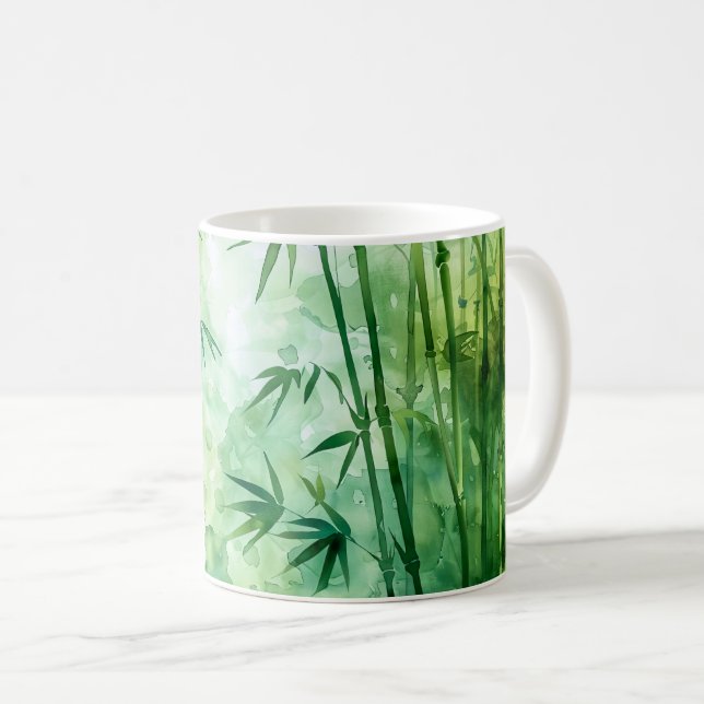 Taza De Café Acuarela del bosque de Bambú (Anverso derecho)