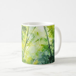 Taza De Café Acuarela del bosque de Bambú
