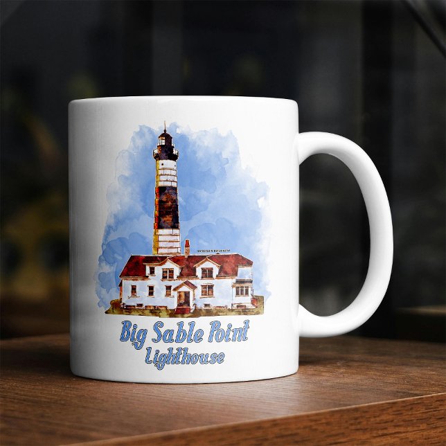 Taza De Café acuarela del faro del punto de la gran sabilidad - (Subido por el creador)