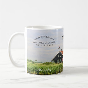 Taza De Café Acuarela del molino de viento de Zaanse Schans hol