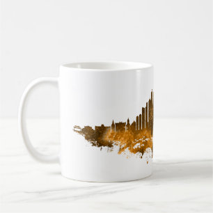 Taza De Café Acuarela del Skyline de Chicago en naranja