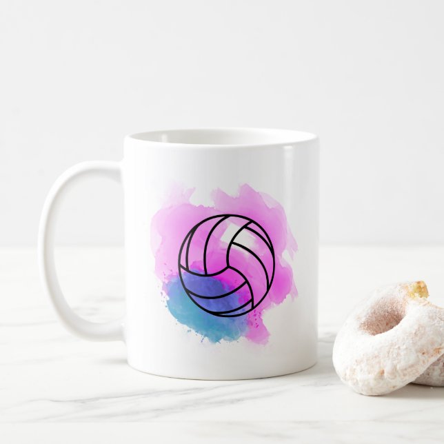 Taza De Café Acuarela del voleibol (Con donut)