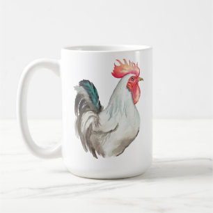 Taza De Café Acuarela dibujada a mano de un Gallo