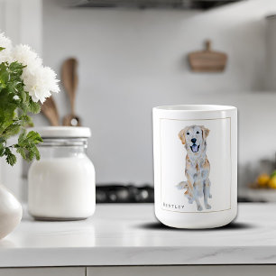 Taza De Café Acuarela Dorado Recuperador Perro Personalizado