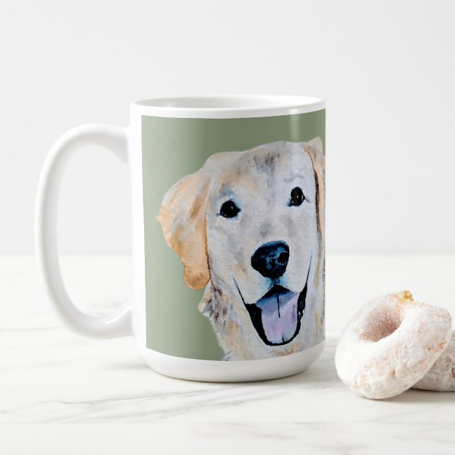 Taza De Café Acuarela Dorado Recuperador Perro Sage (Con donut)