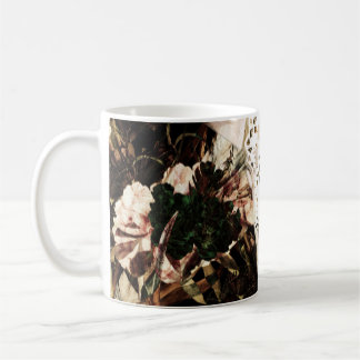 Taza De Café acuarela étnica: fondo floral retro.