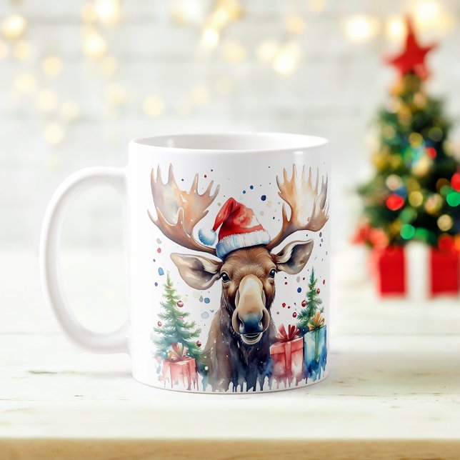 Taza De Café Acuarela Festiva Navidades de Moose Mug (Subido por el creador)