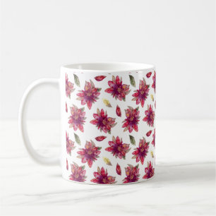 Taza De Café Acuarela festiva pintada de puninsettias
