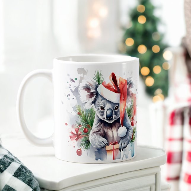 Taza De Café Acuarela Festividad de los Navidades Koala Mug (Subido por el creador)