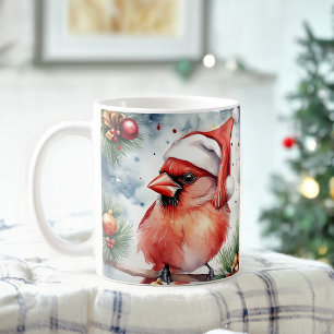 Taza De Café Acuarela Festividad de Navidades del cardenal nort