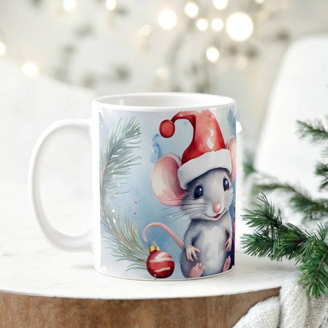 Taza De Café Acuarela Festividad de ratones Navidades Mug (Subido por el creador)