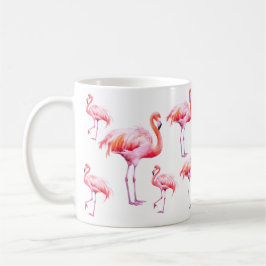 Taza De Café Acuarela Fiesta de flamenco rosa tropical