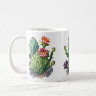 Taza De Café Acuarela Floral Cactus Suculento Regalo De Planta