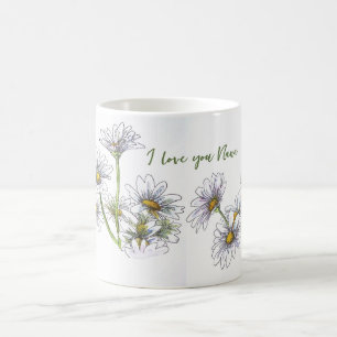 Taza De Café acuarela floral Daisy I Love You Nana Gift