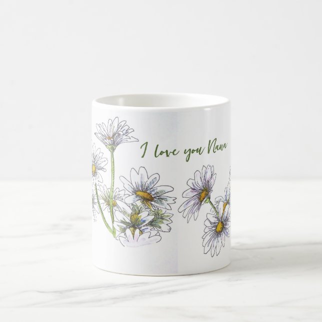 Taza De Café acuarela floral Daisy I Love You Nana Gift (Centro)