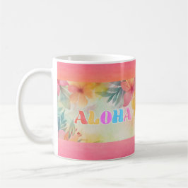 Taza De Café Acuarela floral de Aloha Hawaii
