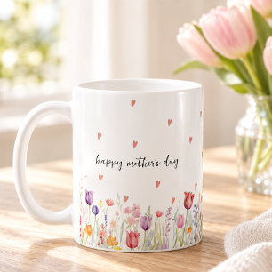 Taza De Café Acuarela Floral Día de la Madre