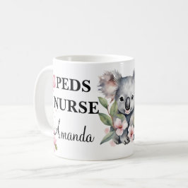 Taza De Café Acuarela Floral Koala Enfermera Personalizado